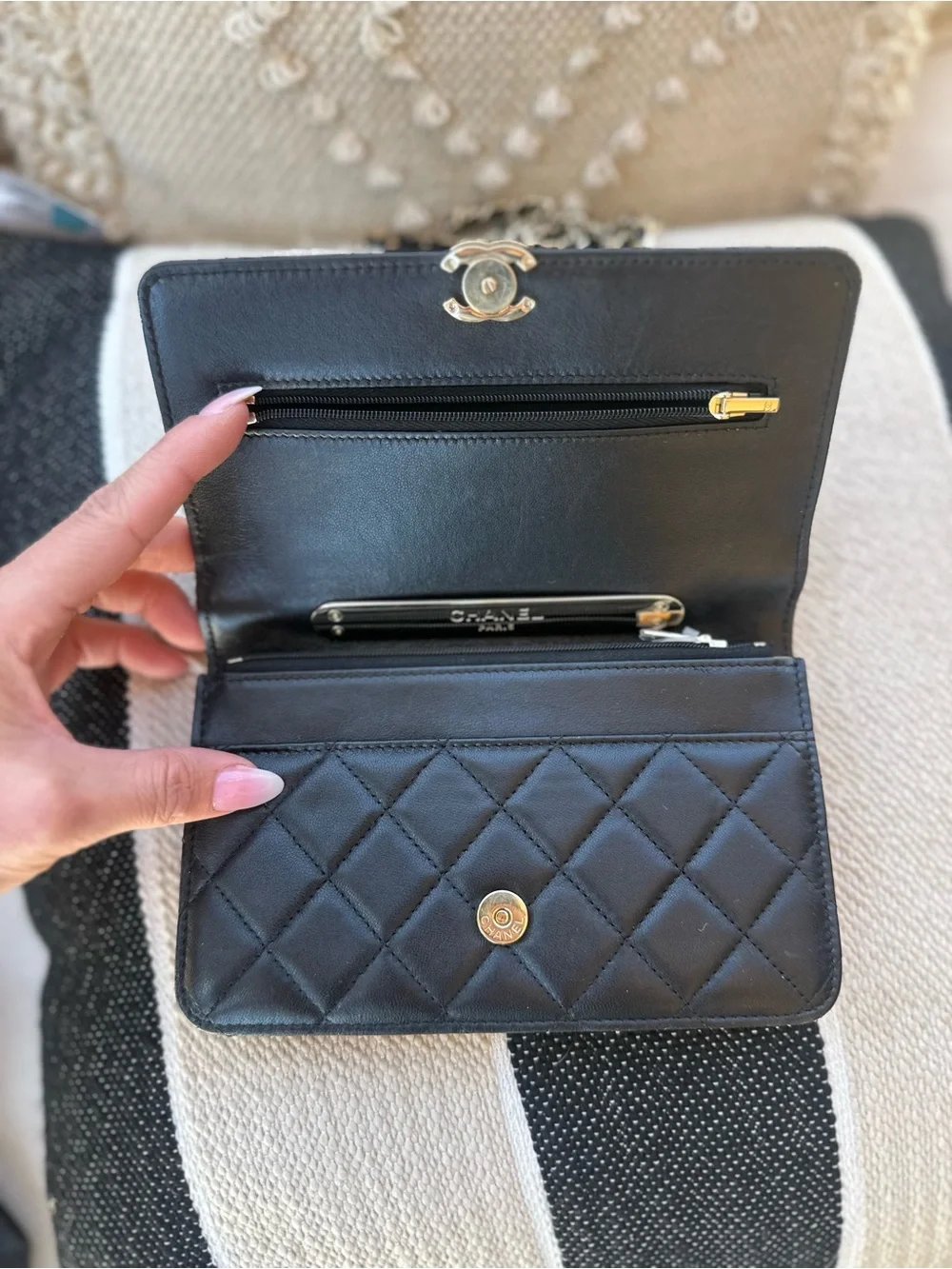 Chanel Wallet On Chain with Handle Lambskin & Gold Black